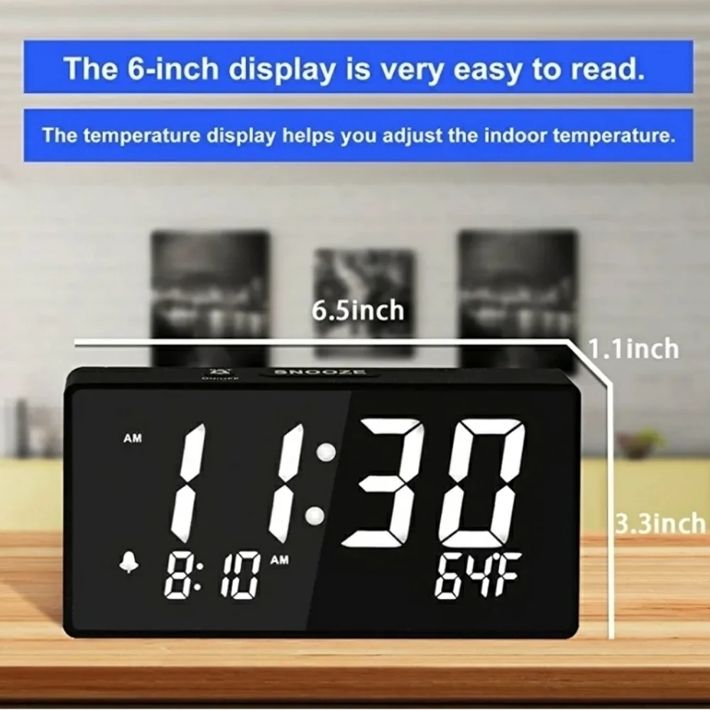 DUAL ALARM CLOCK NWT Digital 24HR USB Charger Large Display Dimmable